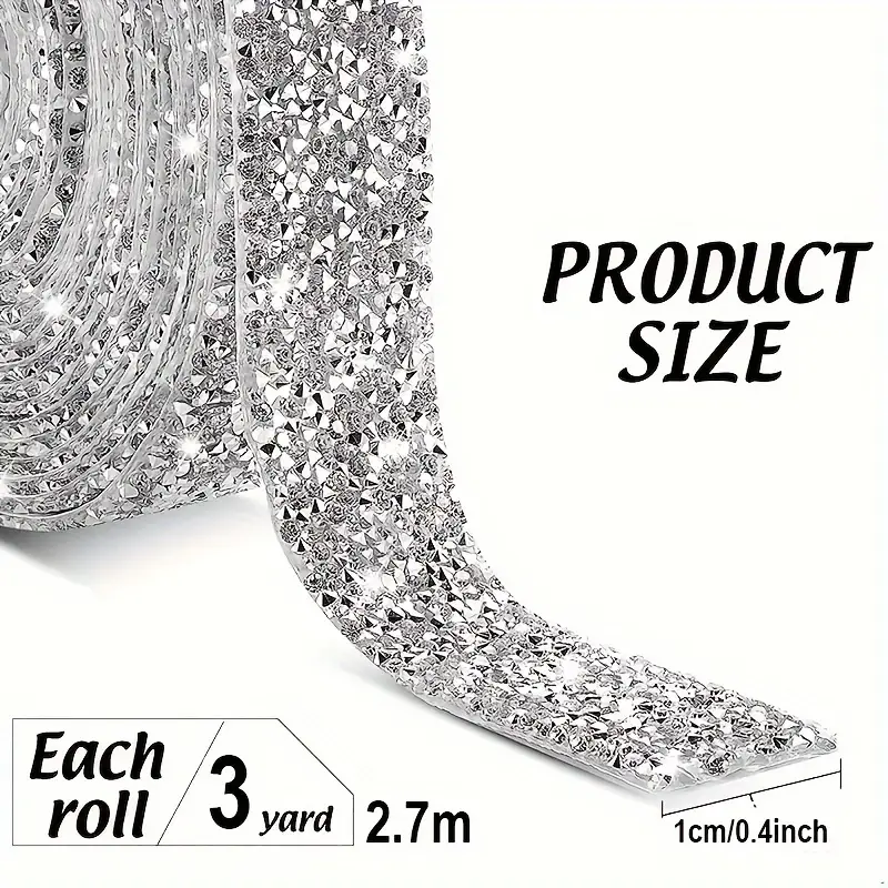 3 Rolls 6 Yards Bling Rhinestone Tapes, Adhesive Rhinestone Ribbon Rolls,  Crystal Bling Rhinestone Diamond Stickers Tape, Decorative for Craft DIY