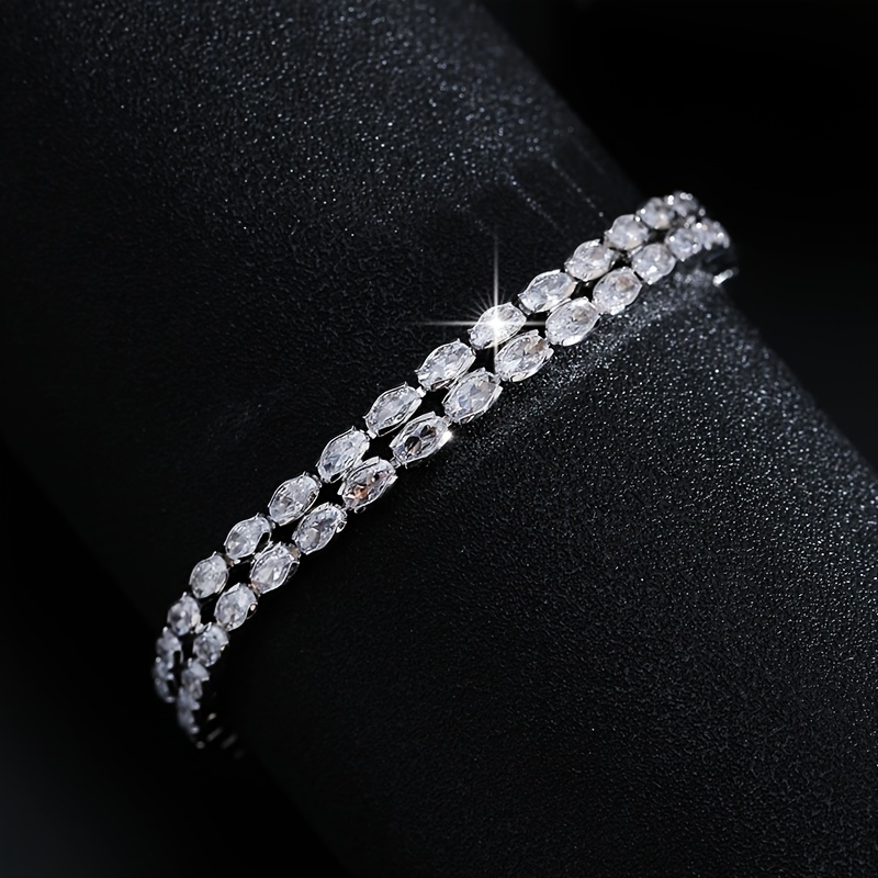 Two Rows Tennis Bracelet with Cubic Zirconia
