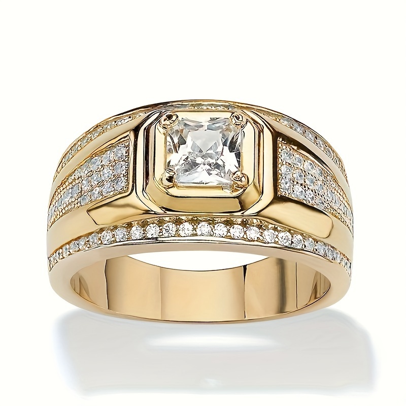 

Bague d' pour Hommes avec Incrustation de à 4 Griffes, Élégante et , Décoration Quotidienne Décontractée pour Hommes et Femmes, Bague de Fiançailles et de Mariage de Luxe