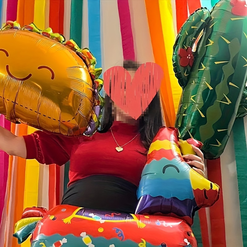 Decoraciones de fiesta mexicana, 159 piezas de guirnalda de globos de  fiesta, kit de arco de cactus, llama, sombrero de taco, globos de aluminio  para