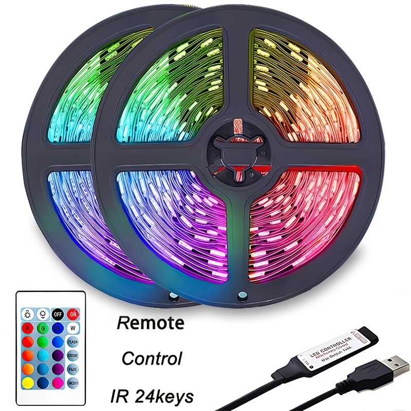 DC12V 32.8ft/10m 5050RGB Symphony LED Light Strip Kit With Mini 14 Key  Controller, Color Changing and Flexible Light Strip
