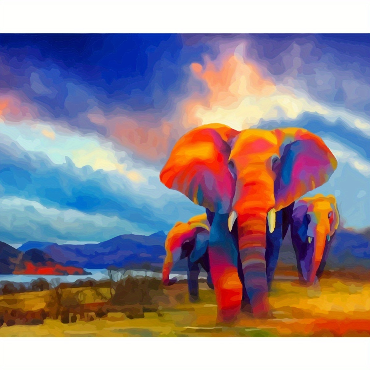 Diy Paint By Numbers Kit For Adults Beginner, Forest Elephant