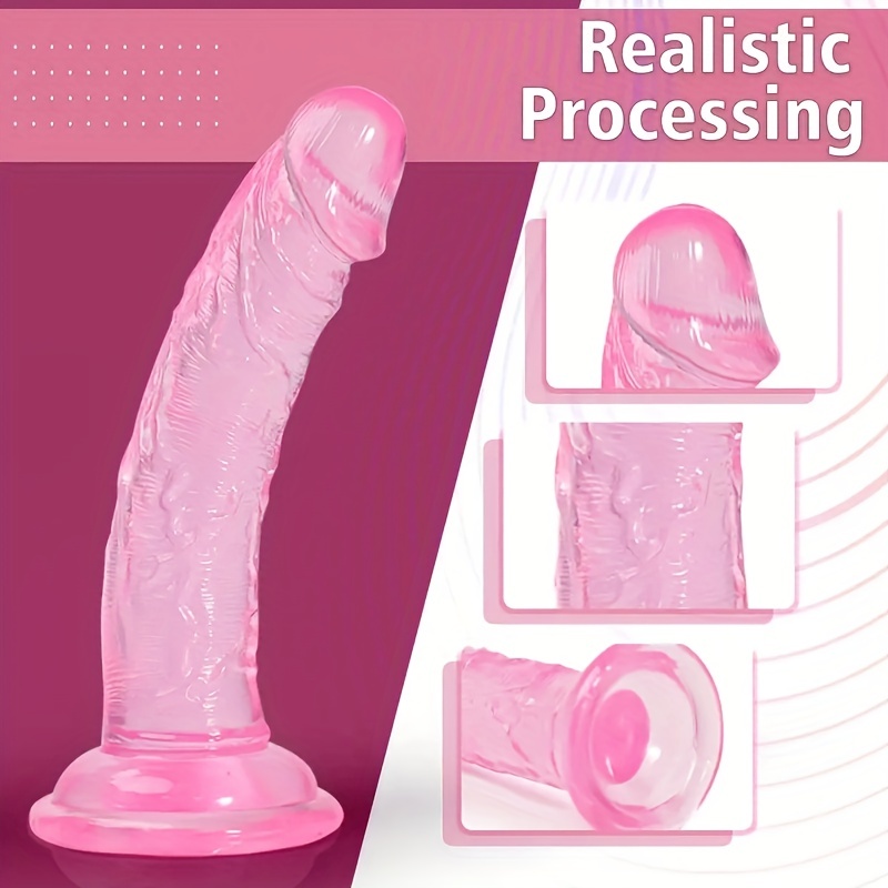 Realistic Transparent Dildo 7.9 inch Dildo, Adult Sex Toy with Suction Cup,  Suitable for Female/Male/Couple, Flexible Dildo with Curved Shaft and