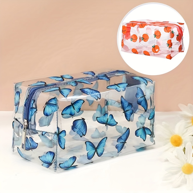 Cartoon Pattern Makeup Pouch Lightweight Transparent Cosmetic Bag