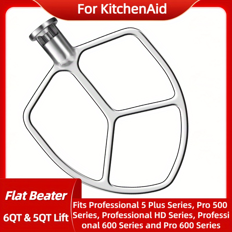 Flat Beater for KitchenAid 5-6 Quart Bowl-Lift Stand Mixer, airkitrep  Polished Stainless Steel Paddle Attachment Replacement for Kitchen Aid  Stand