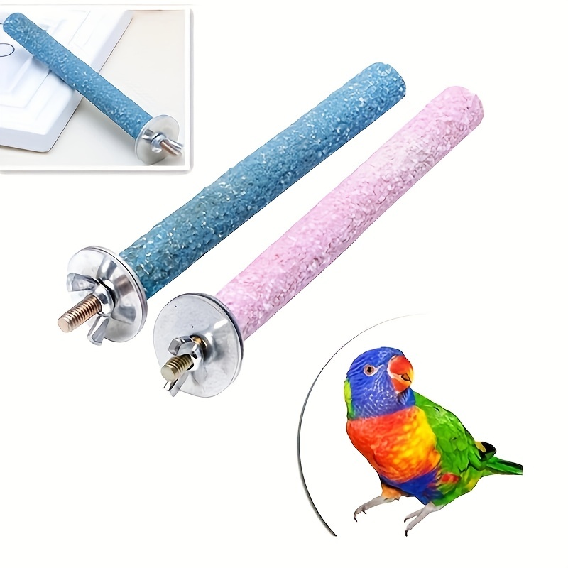 

Colorful Bird Parrot Grinding Toy With Natural Wood Perch Stand - Perfect For Parakeets And Other Small Birds