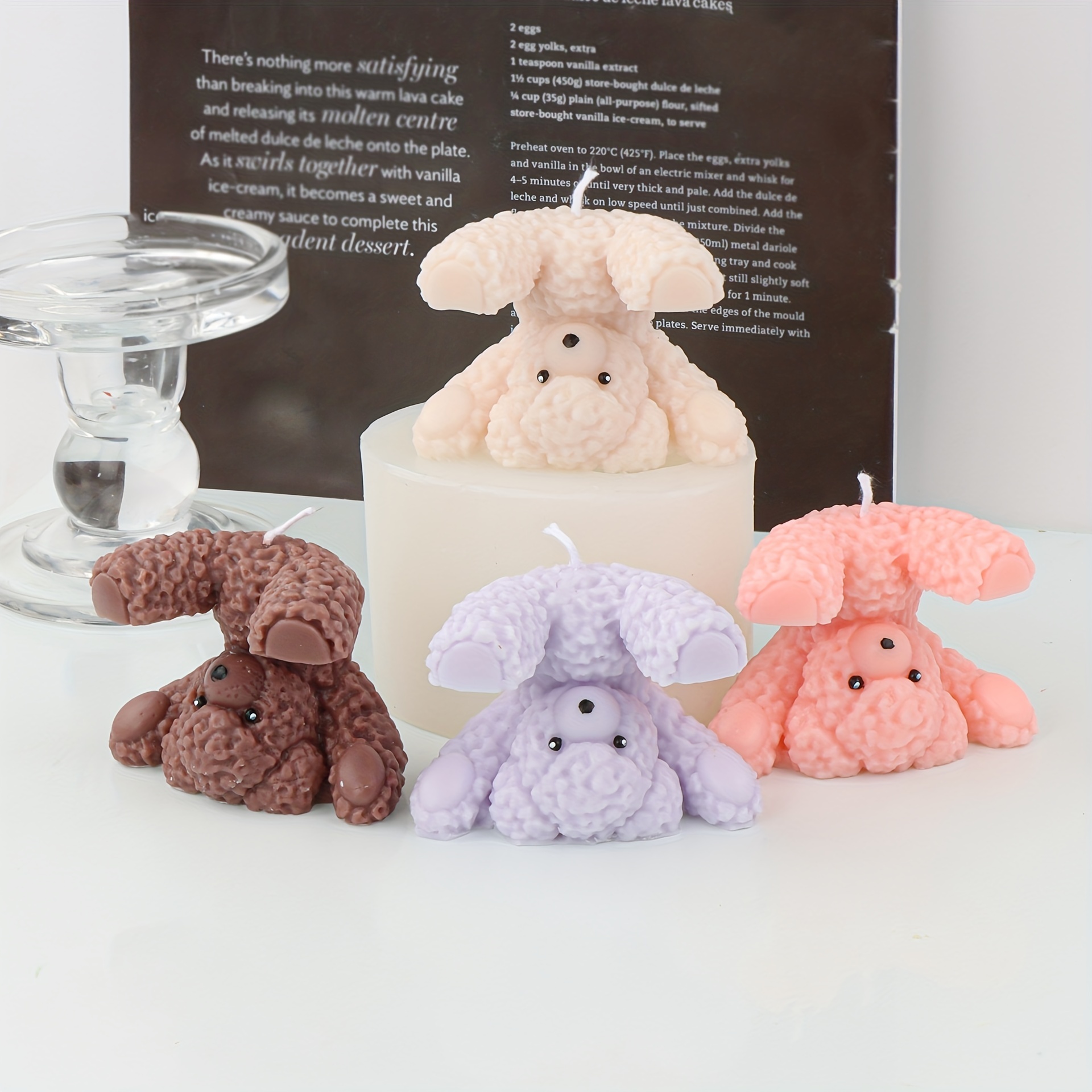 Back-to-back Lover Bear Candle Silicone Mold Bow Conjoined Bear Soap Resin  Plaster Mold DIY Chocolate Cake Decor Making Set Gift