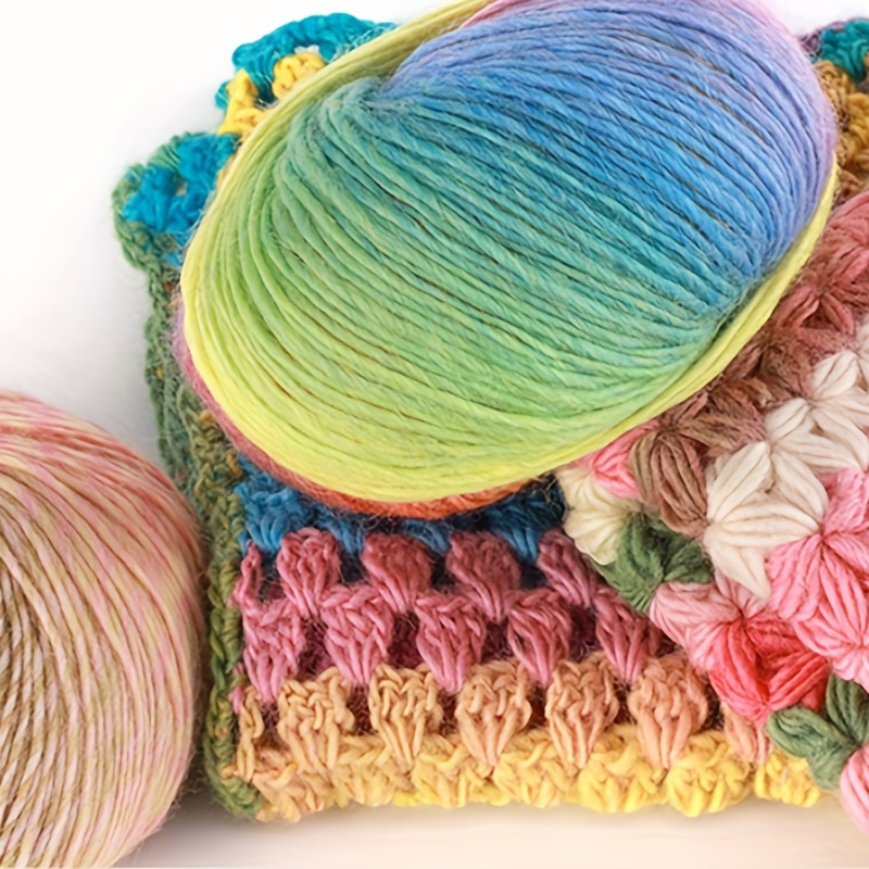 Hot-Selling Rainbow Soft Knitting Yarn Wool Blended Gradient Multi