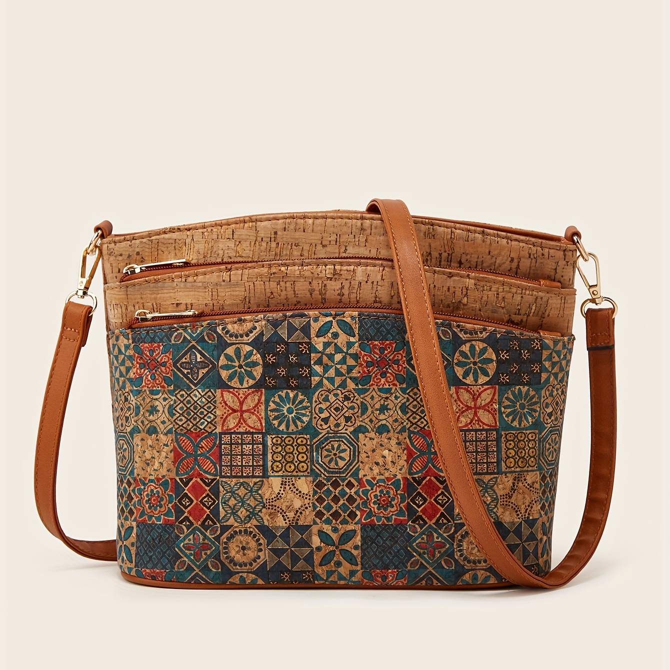 Men's Small Bag Handbag Business Style PU Leather Male Crossbody Bag Messenger Purse Vintage Pattern