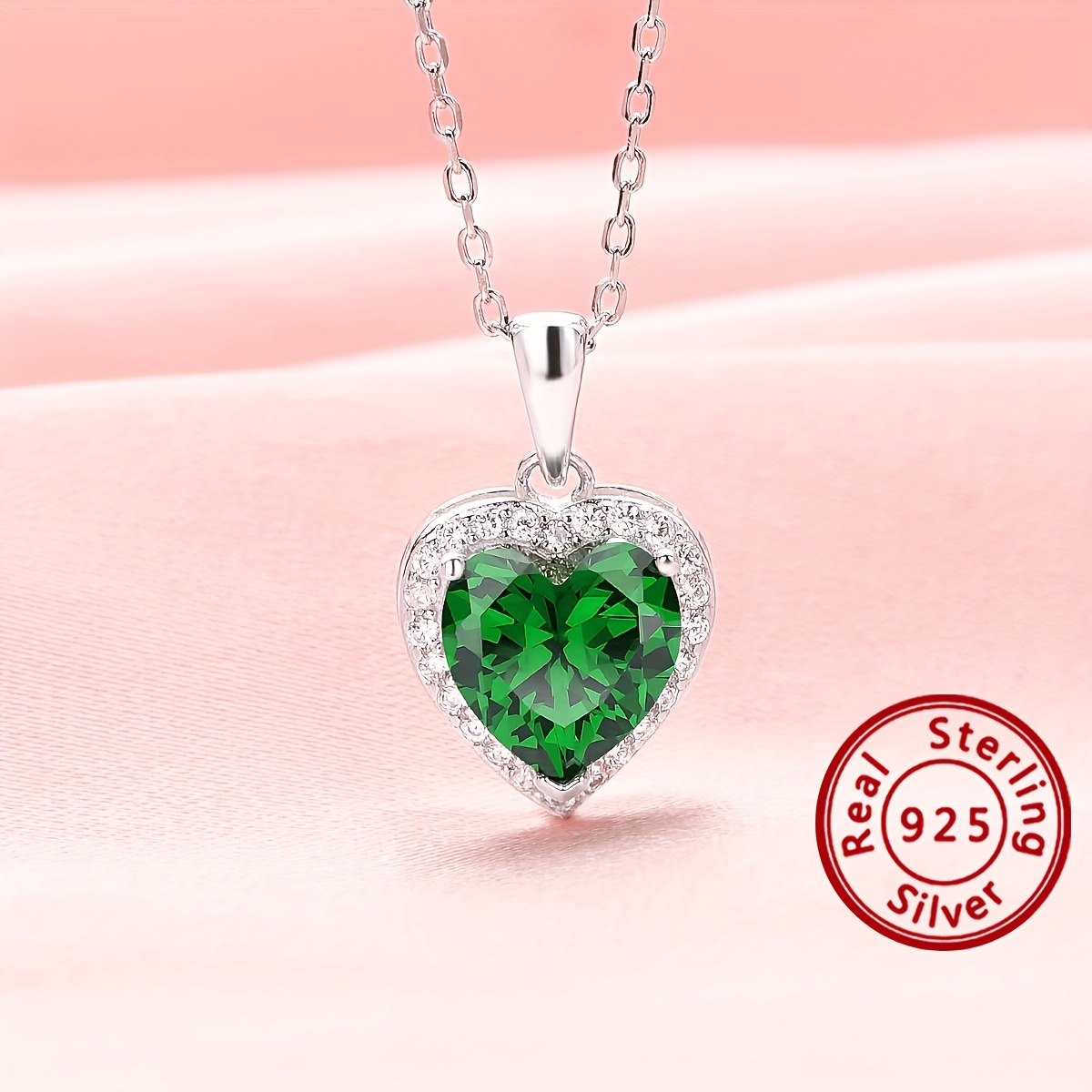 Green emerald clearance heart necklace