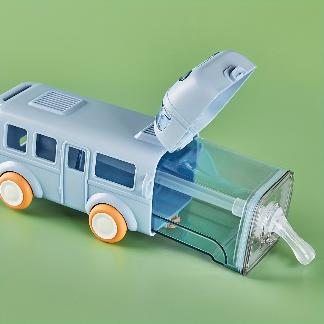 Cute Water Bottle with Strap Toy Bus Portable Water Cups for Kids, Drinking