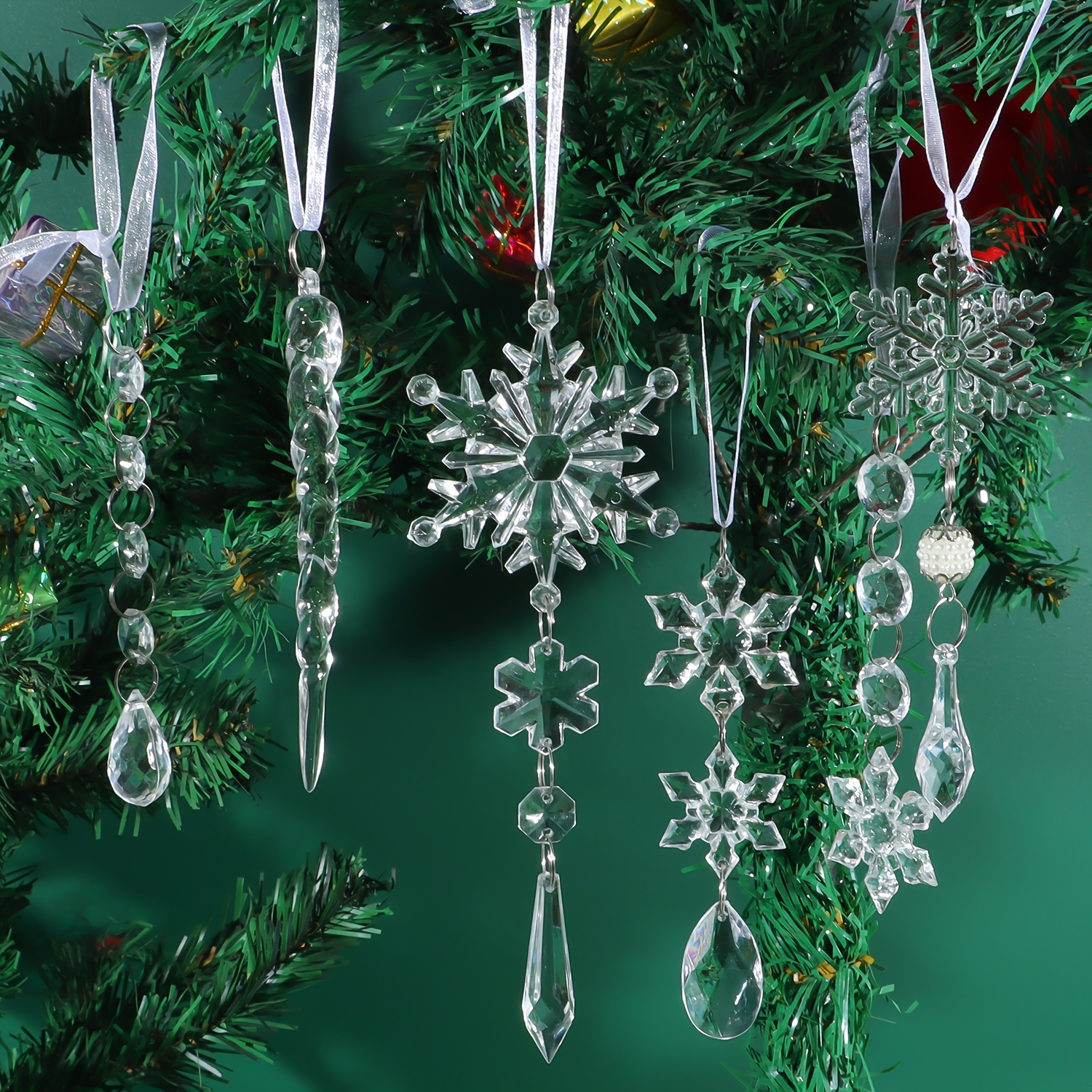 Christmas Crystal Snowflake Decorations Hanging Christmas - Temu