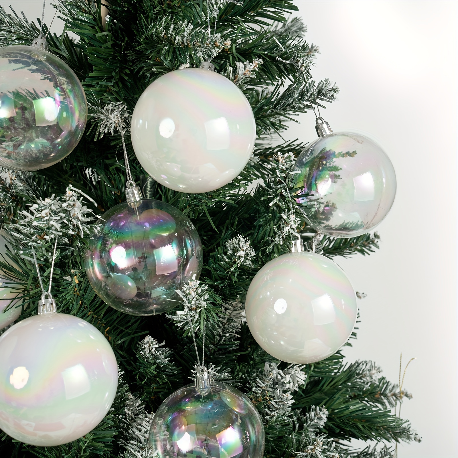 Fillable Christmas Ornaments, 10pcs 3.1 inch Clear Plastic Ball Ornament, DIY Baubles Fillable for Christmas Wedding Party Holiday Decoration, Size