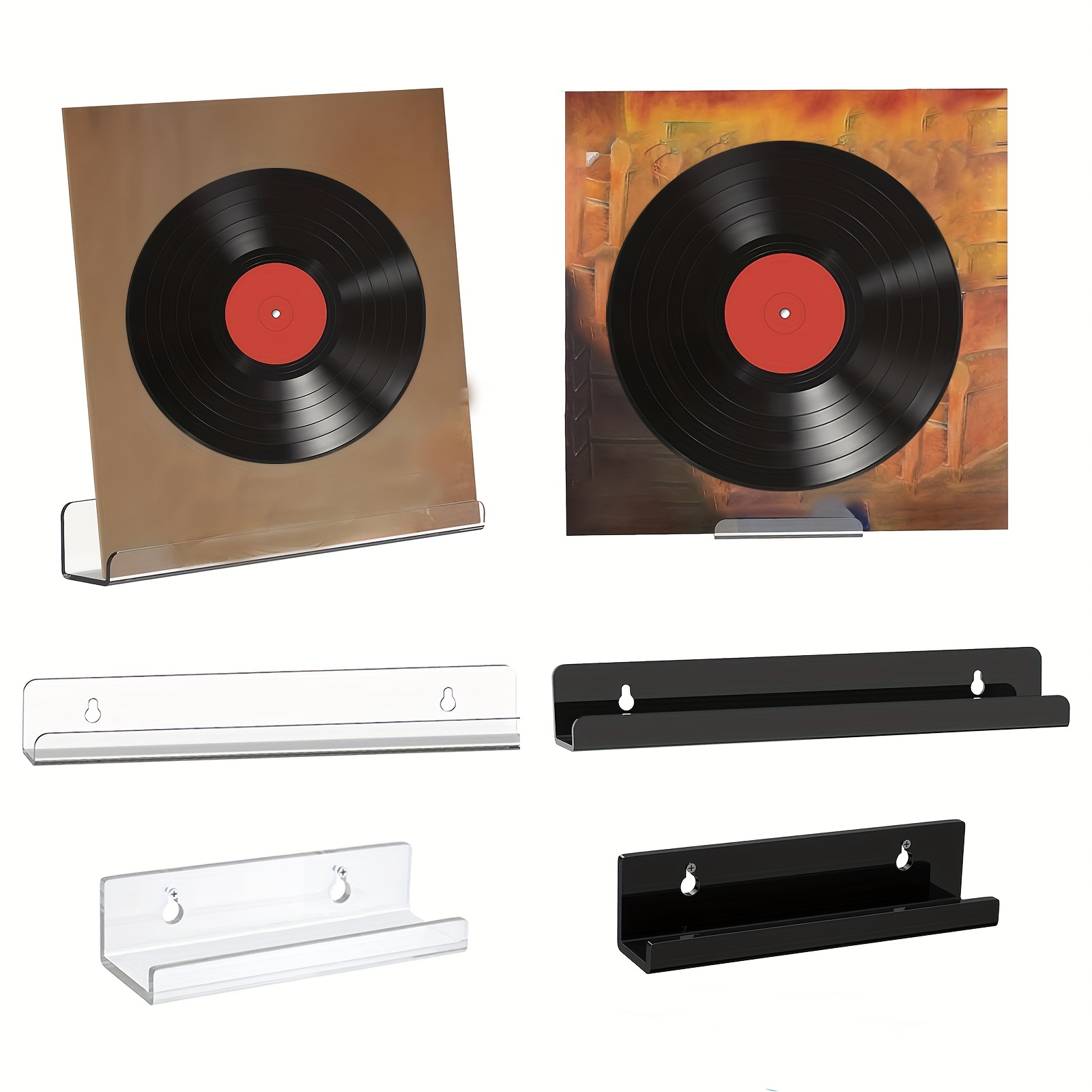 Almacenamiento de discos de vinilo: soporte de pared para discos de vinilo,  estante de vinilo para 45 álbumes, estantes de discos de vinilo, soporte