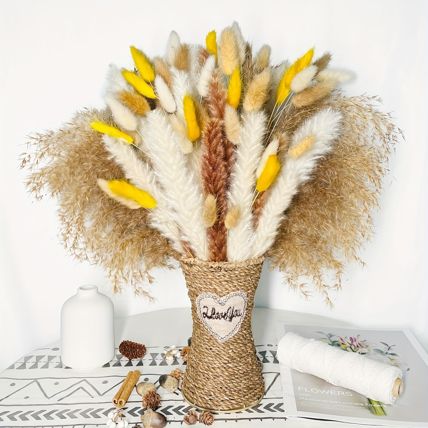 5/10 Pampas Secas Grandes Flores Secas Decorativas Bohemias - Temu