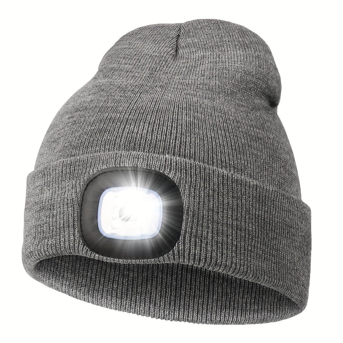 Bonnet en tricot avec LED, gris