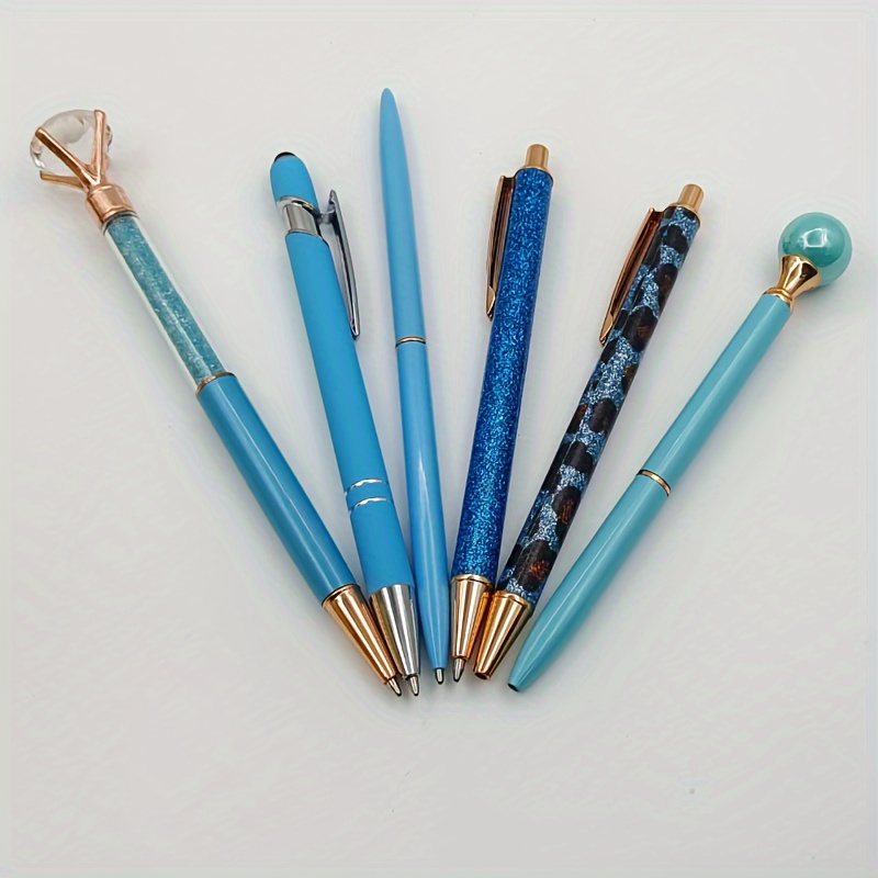 10 Pcs Ballpoint Pens Set Liquid Sand Glitter Pens Metal Pen Girly