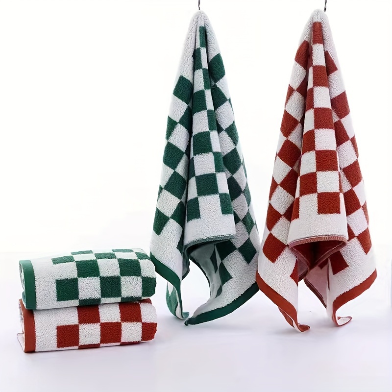 1pc Checkered Pattern Bath Towel Or 1pc Face Towel, Absorbent Towel For  Bathroom