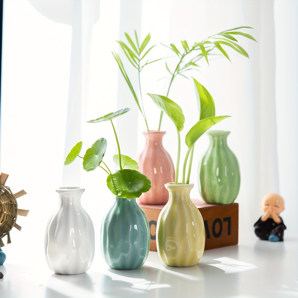 Ceramic Flower Embossed Vase Flower Decorative Vase Creative Flower  Arrangement Modern Home Decoration Vase Plant Pot NO.12 : : Home