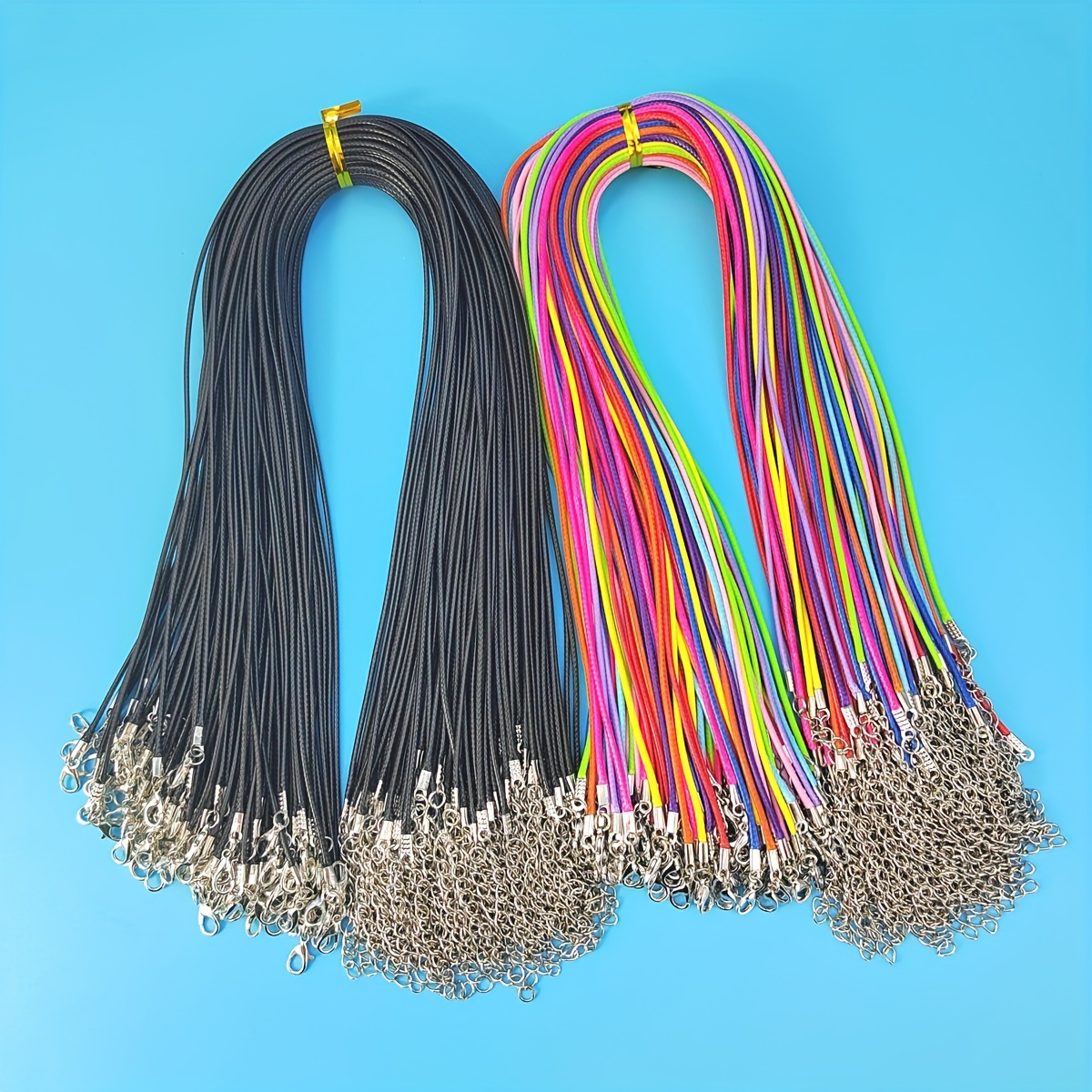 

100pcs Leather Necklace Wax Rope Buckle Black Colorful 1.5mm (length 45cm/18inch) Necklace Chain Bulk For Diy Jewelry Making Supplies Accessories Unisex Daily Matching