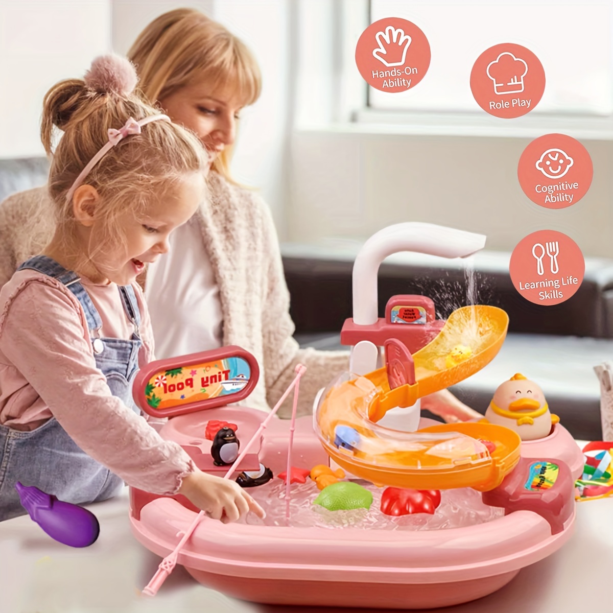 Kids Children 2023 Funny Happy Kitchen Sink Toys Dishwasher - Temu