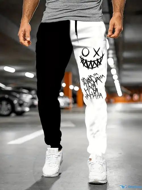 Hombres Pantalones deportivos con estampado de letra con costura lateral en  contraste