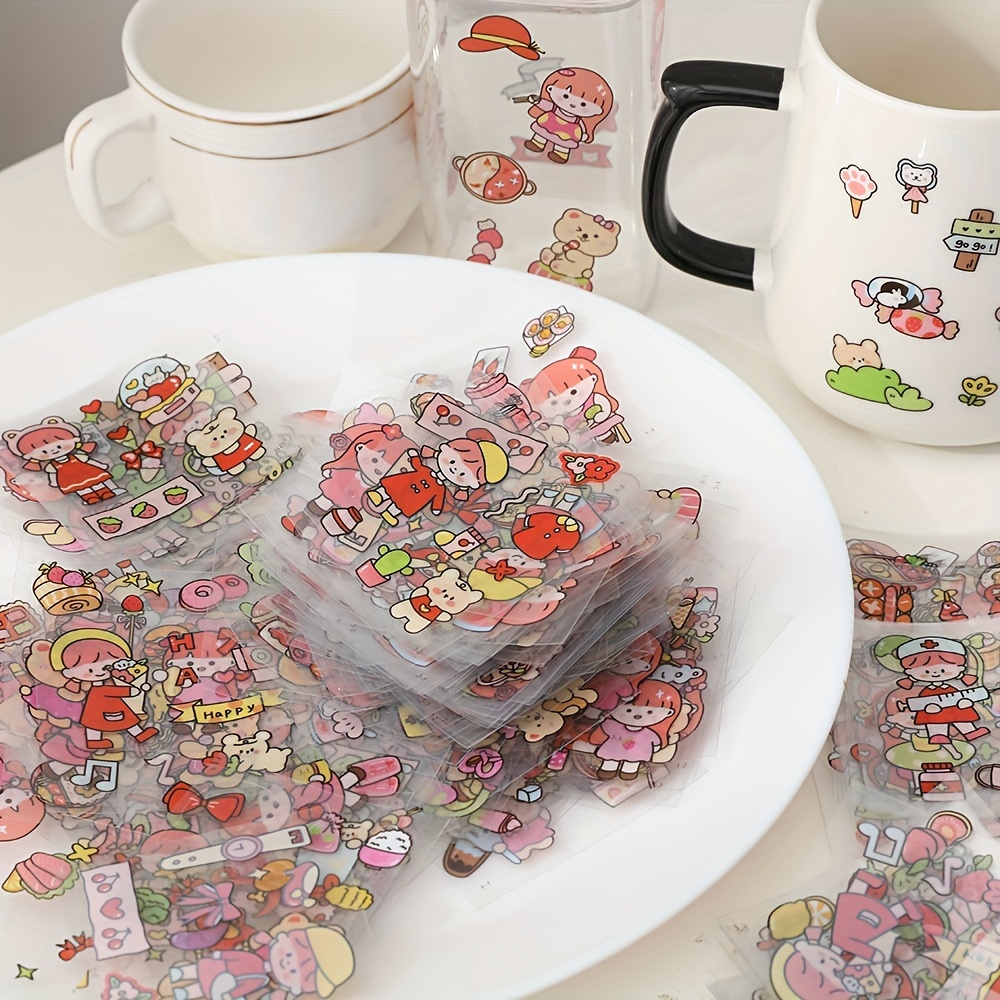 Cartoon Stickers Cute Girl DIY Decoration Waterproof PET Water Cup