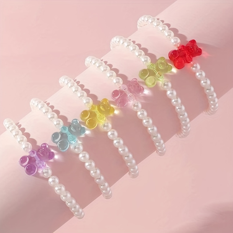 Simple And Fresh Pearl Bear Girls Bracelets For Good Friends - Temu