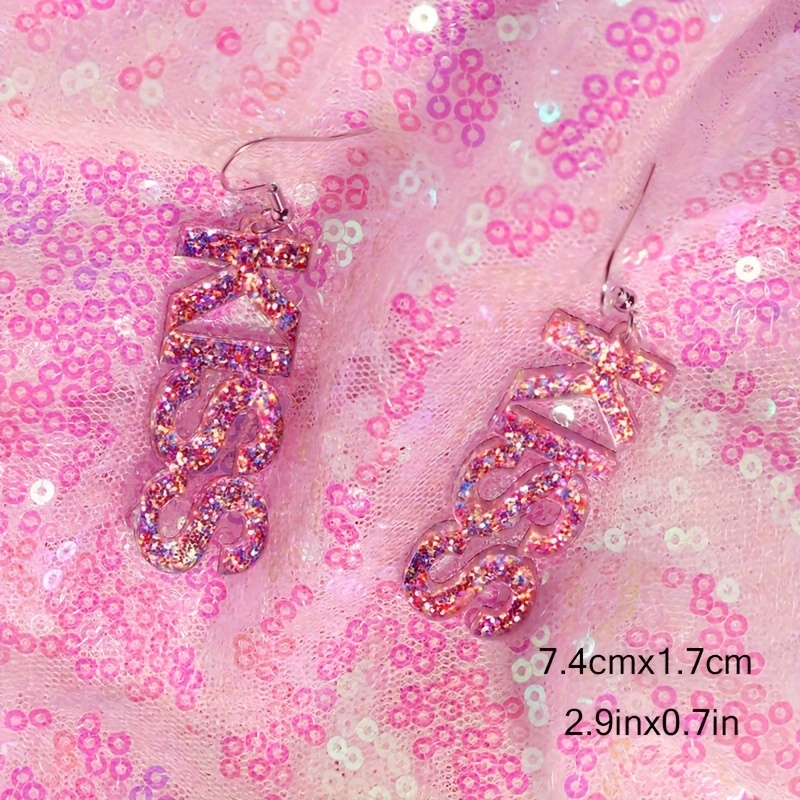 Pink sequin earrings sales