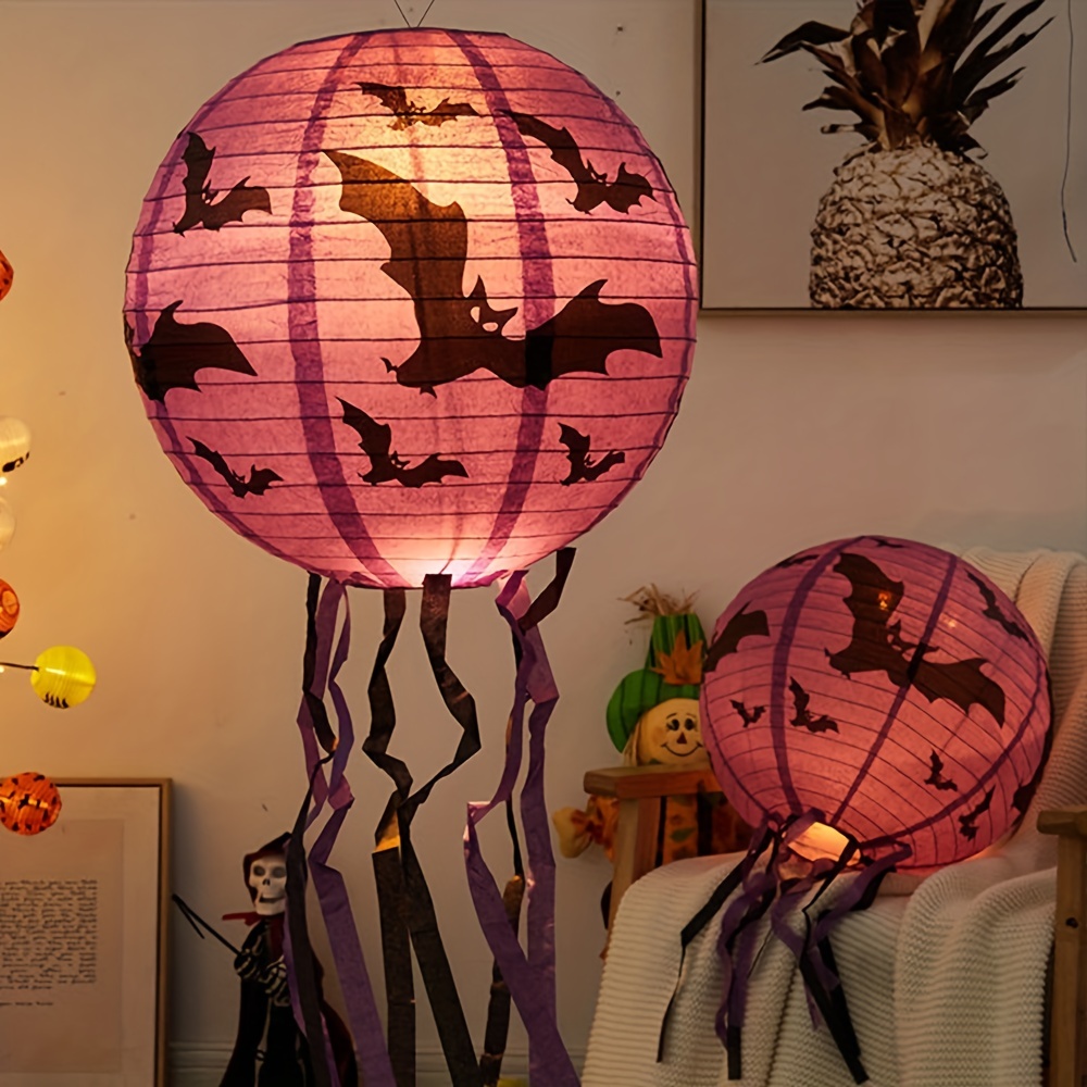 Halloween Hanging Paper Lanterns With Led Lights Bats - Temu