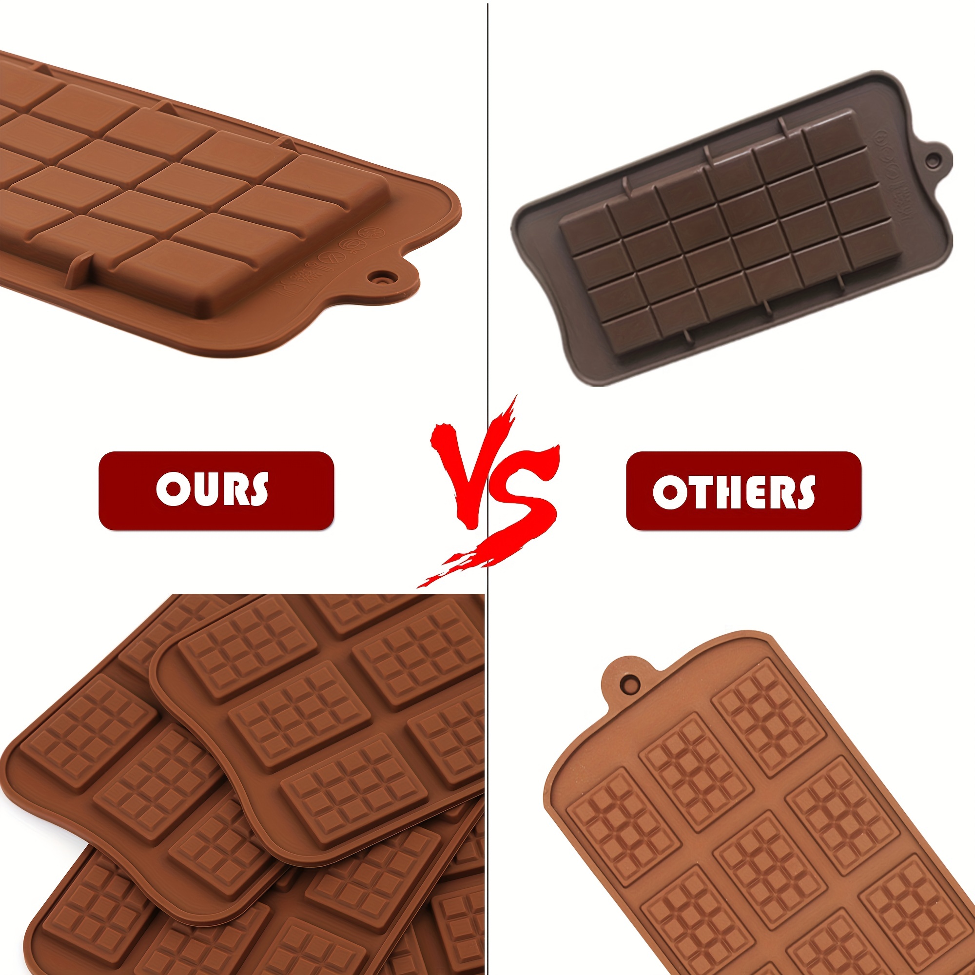 Candy Bar Molds, Chocolate Bar Molds, Silicone Square Mold Suitable for  Waffle Home Biscuits Cakes Jellies