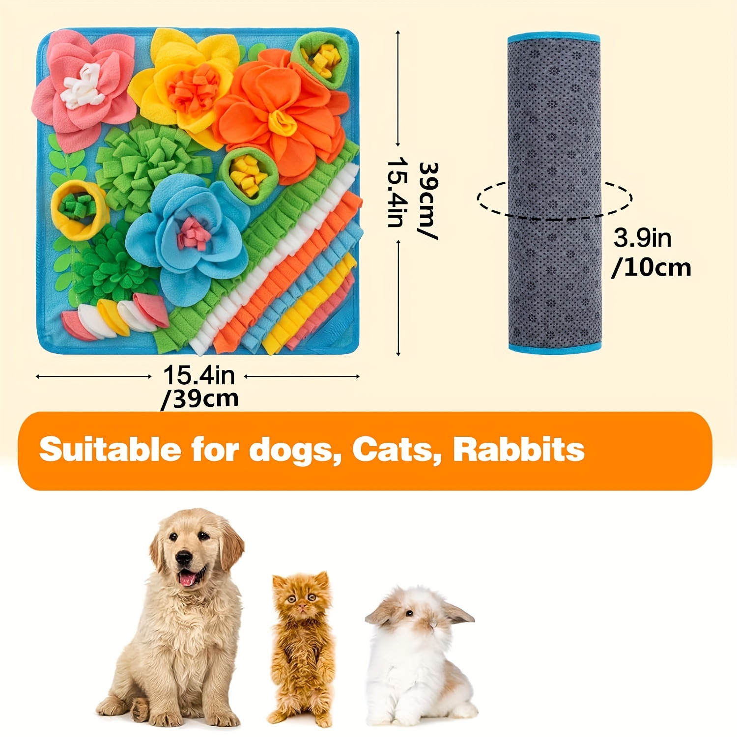 

Pet Sniffing Pad, Interactive Dog Puzzle Slow Feeder Toy, Non-slip Hide And Seek Enrichment Toy Nose Work Training Pad With Non-slip Bottom