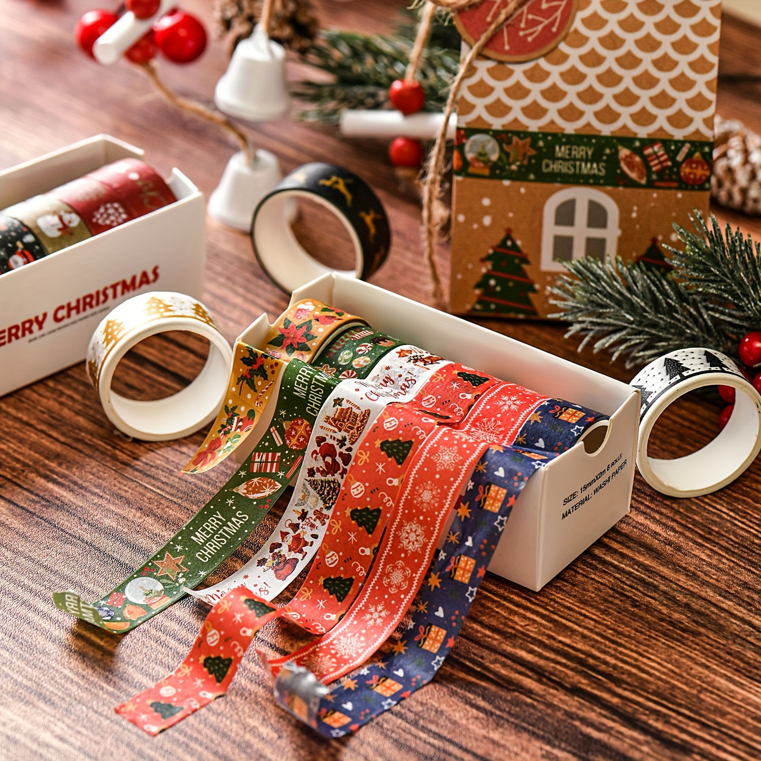 Christmas Washi Tape Set Golden Foil Holiday Washi Tape For - Temu