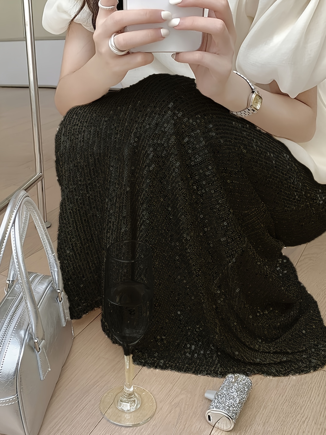 Womens plus outlet size sequin skirt