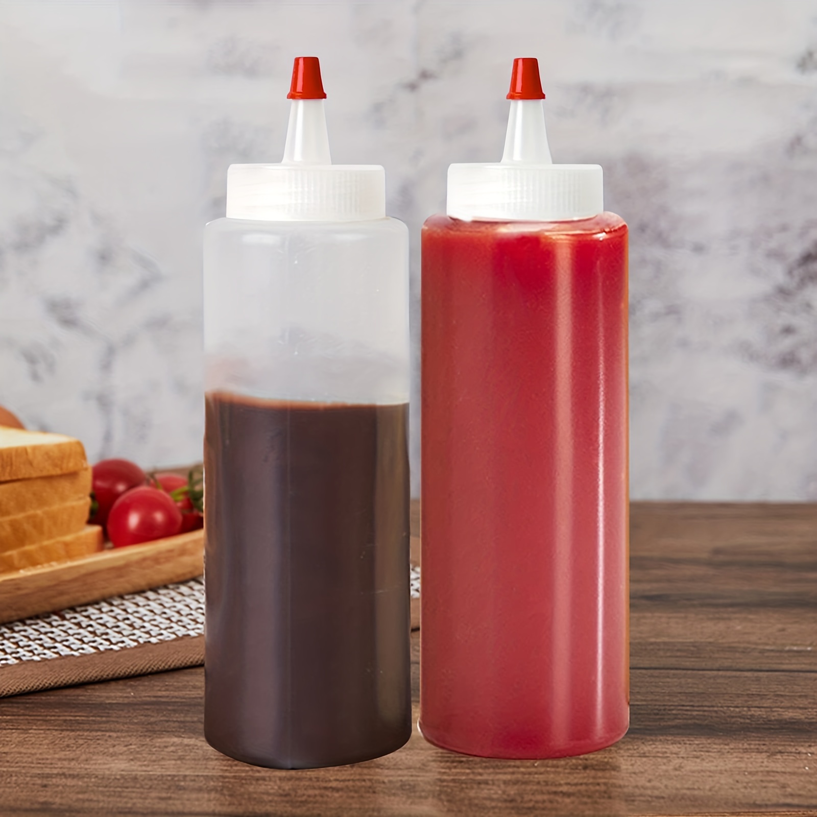 bouteille de sauce 3pcs bouteille de condiment à 3 trous avec couvercle  pour sauce à salade Sauces ketchup