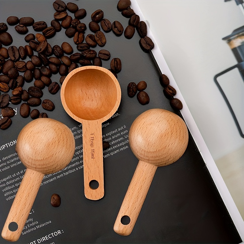 Wooden Coffee Bean Spoon Beech Coffee Bean Measuring Spoon - Temu