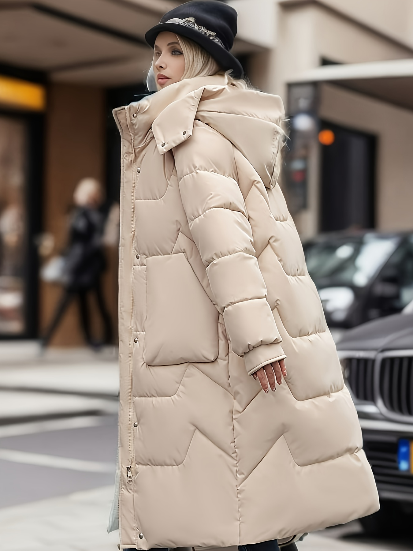 Chaqueta Larga Acolchada Mujer Capucha Desmontable, Chaqueta Cálida Invierno  Cuello Alto Rodilla Bolsillos Exteriores, Ropa Mujer - Deporte Aire Libre -  Temu Mexico