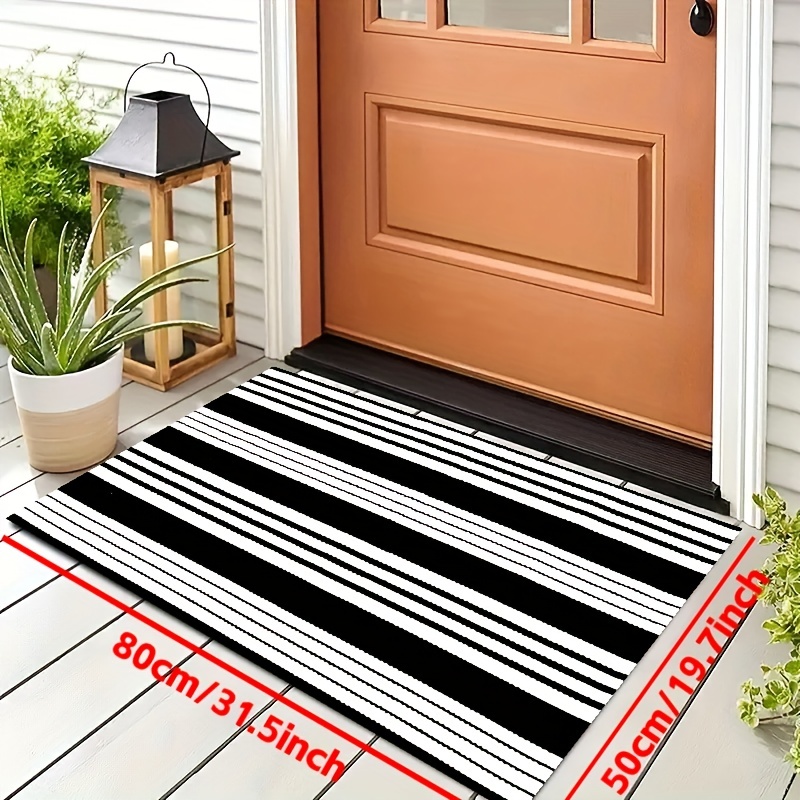 Inyahome Black and White Doormat Entrance Door Mats Indoor Outdoor