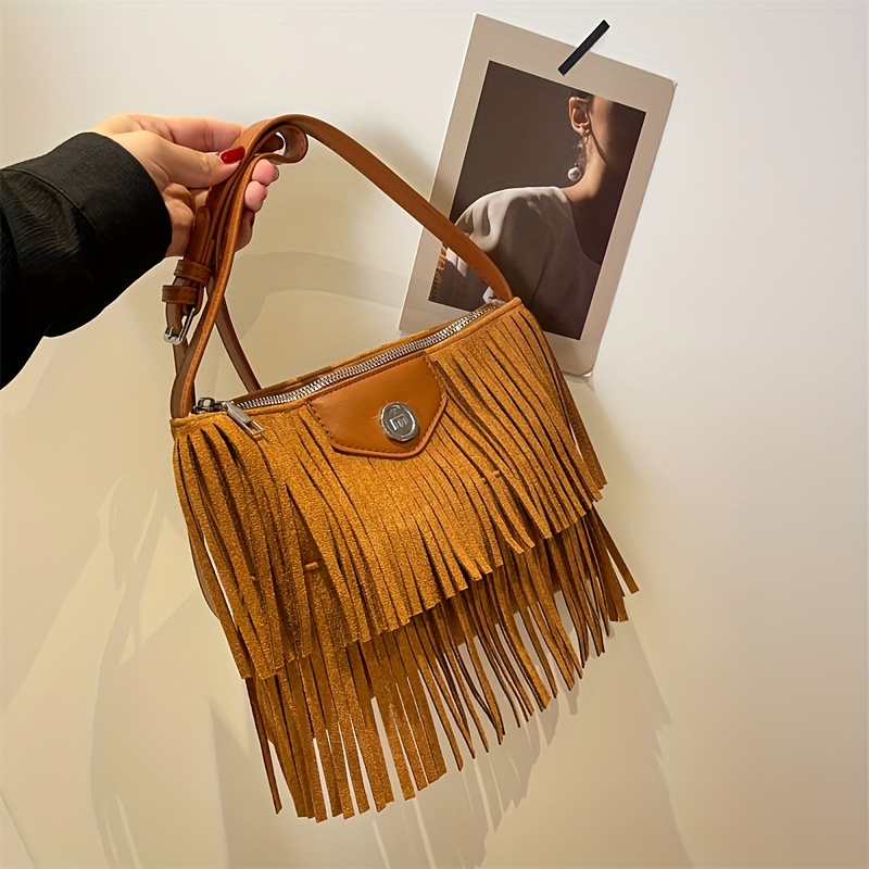 Western Womens Vintage Boho Bags Leather Crossbody Fringe Handbags Hippie  Purses for Women