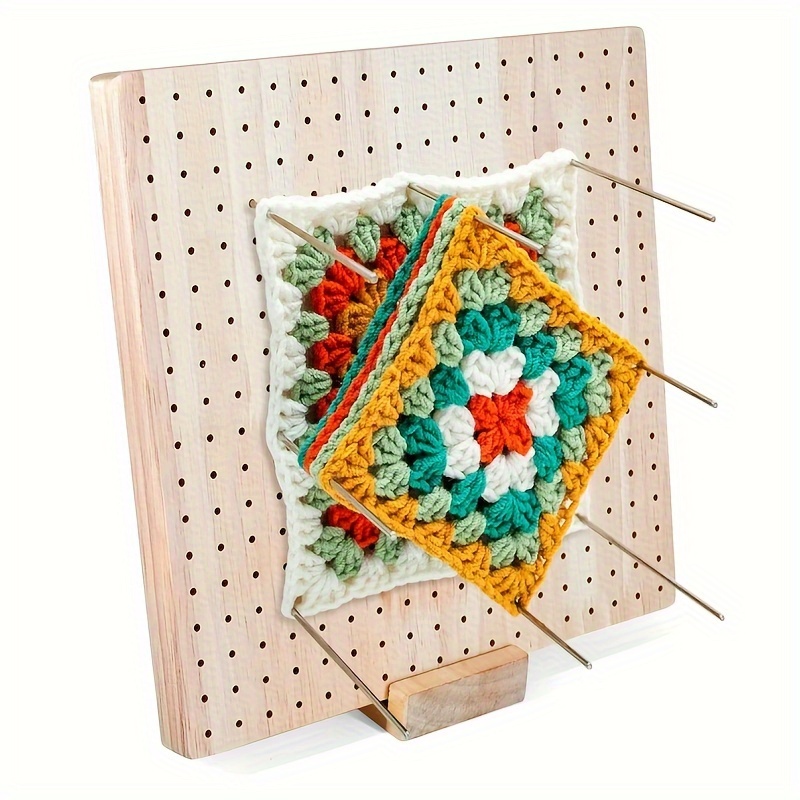 Kit Tabla Bloqueo Granny Square + Crochet + Lanas