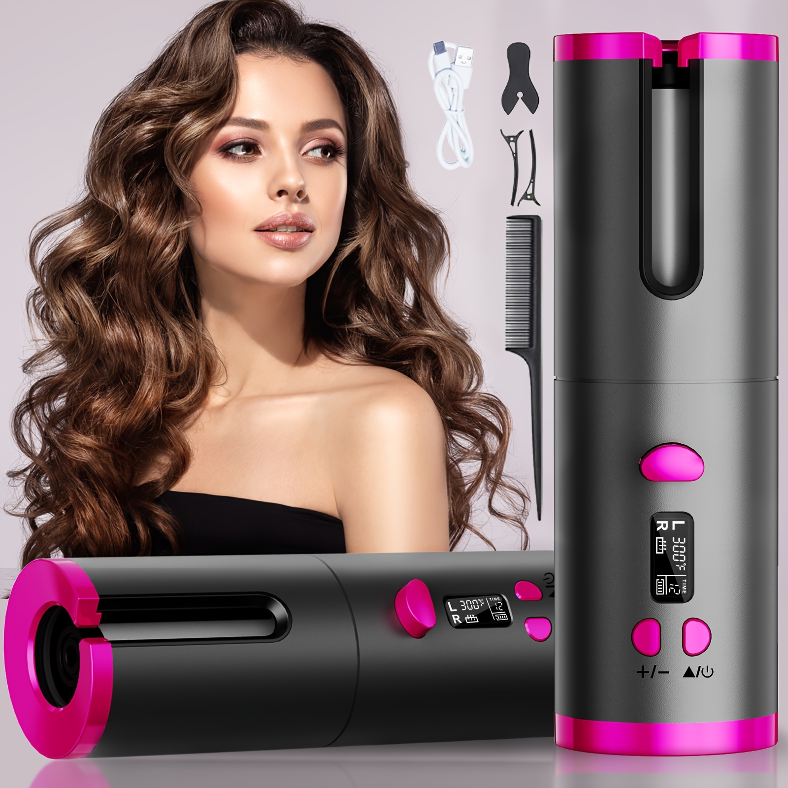 

Cordless Automatic Curling Iron - Anti-tangle, Portable Usb Rechargeable, Ceramic Barrel Swivel For Long Hair, Quick Heating For Hairstyles