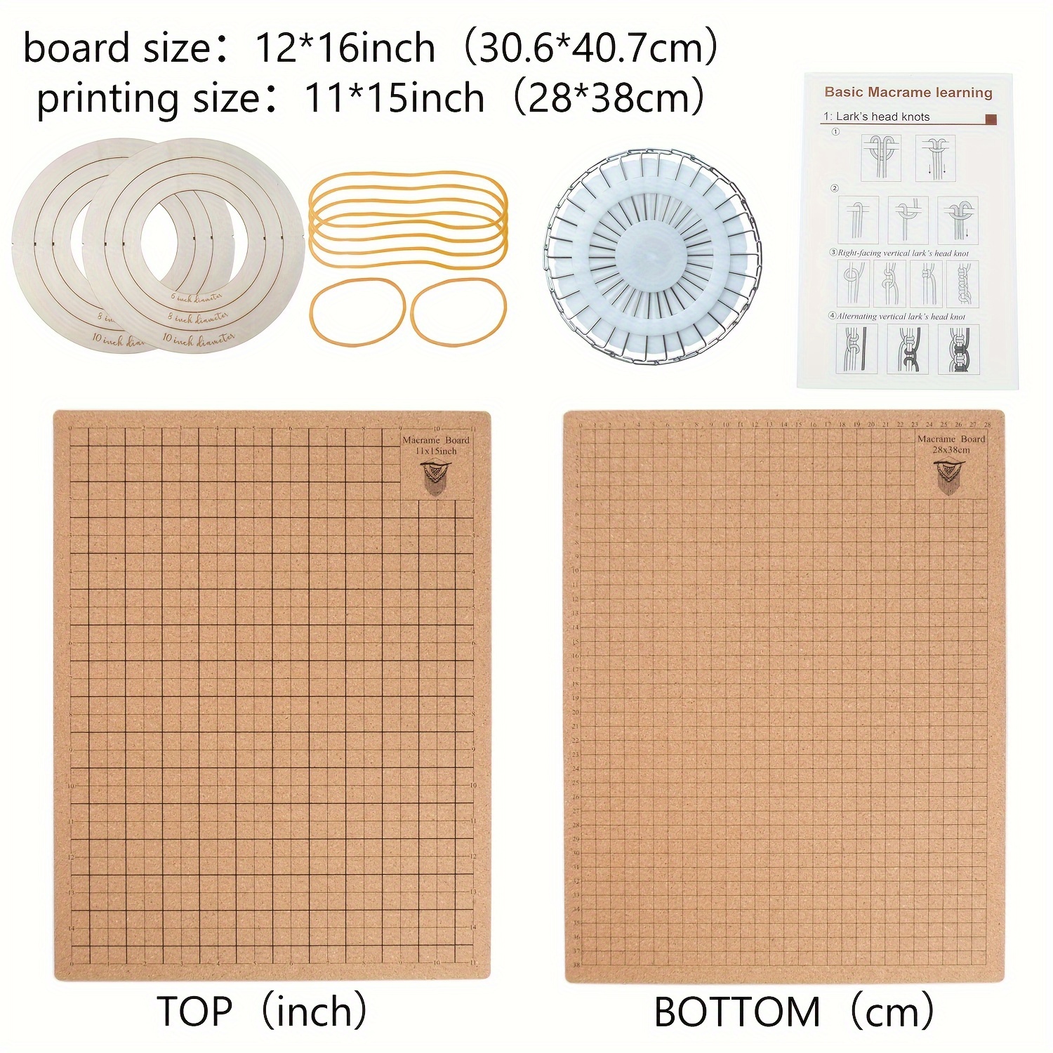 Portable The Macrame Board Craft with Grids Wood Macrame Project Board