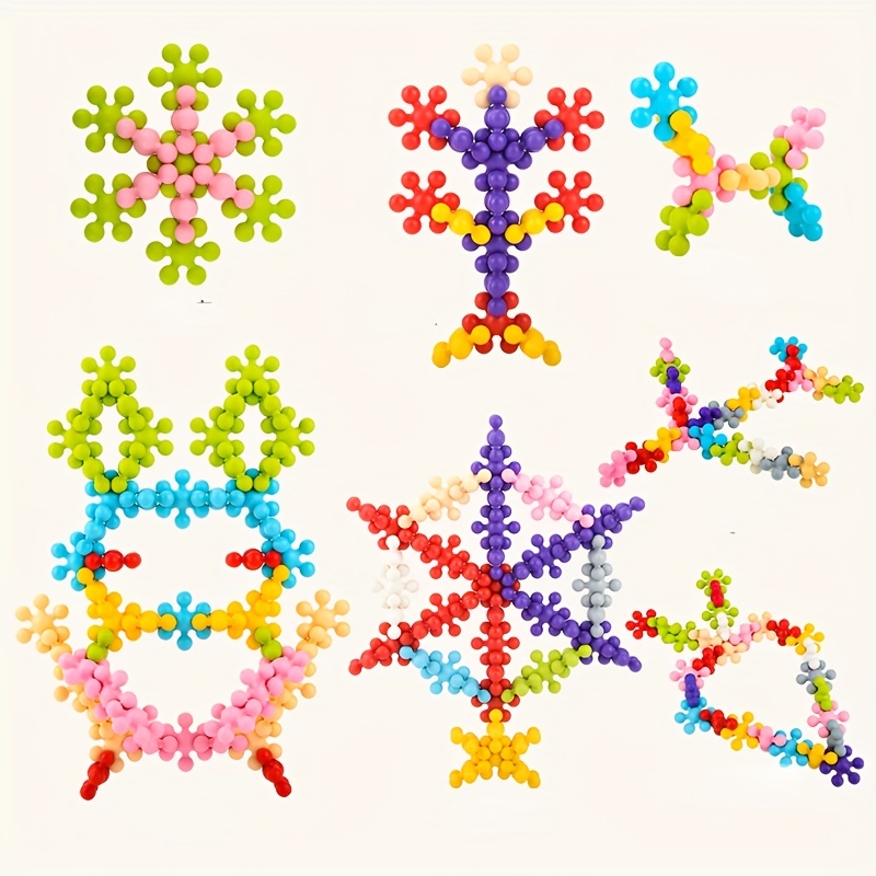 Flower Shape Building Blocks 3d Rotating Snowflakes - Temu