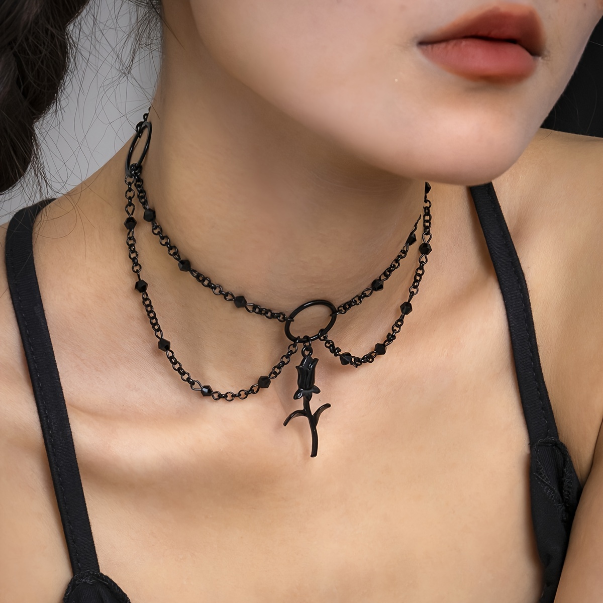 Black Rose Gothic Choker