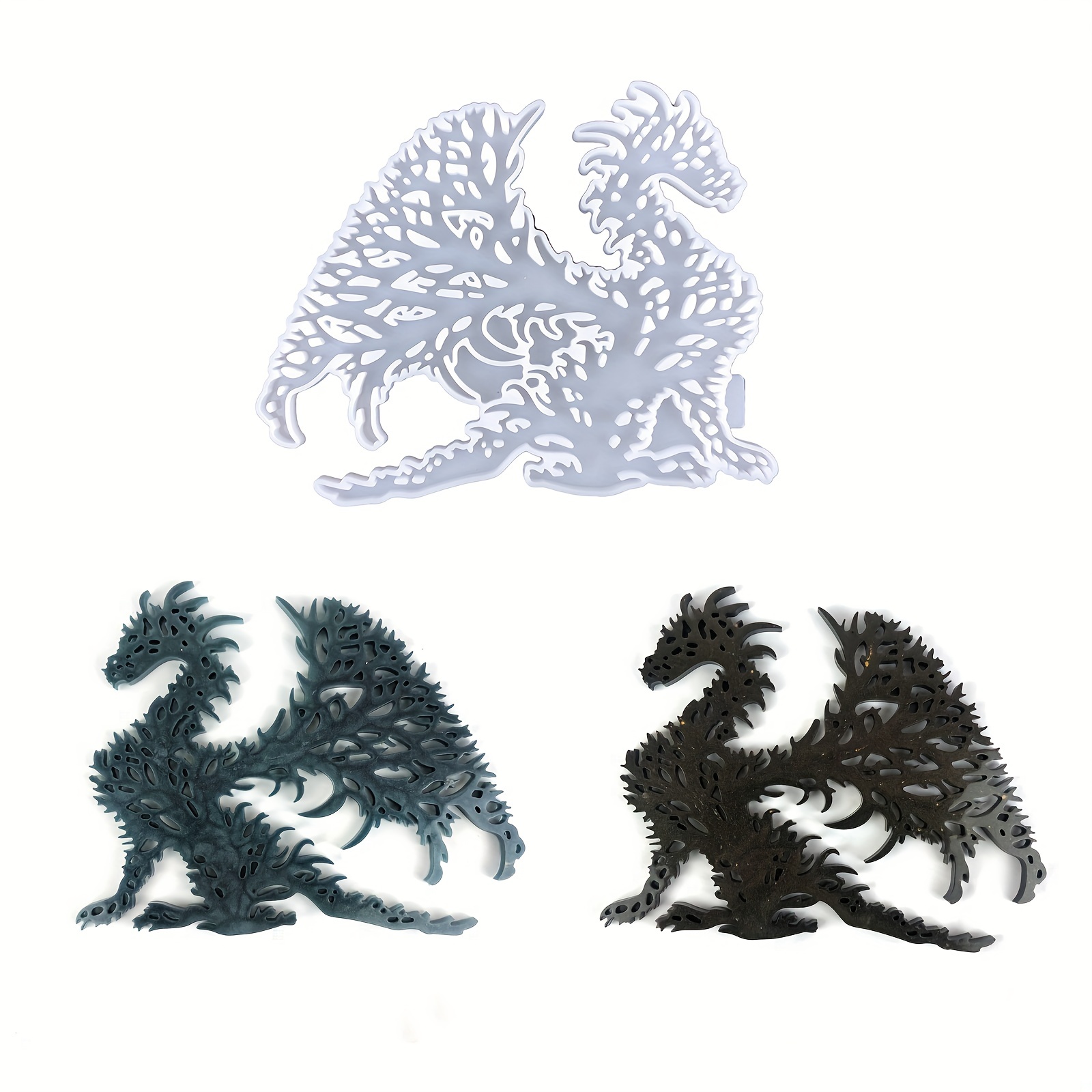 3d Large Dragon Silicone Molds Flying Dragon Resin Mold Animal Epoxy Molds  Crystal Statue Making Molds For Diy Fighting Dragons Wall Hanging Home Offi