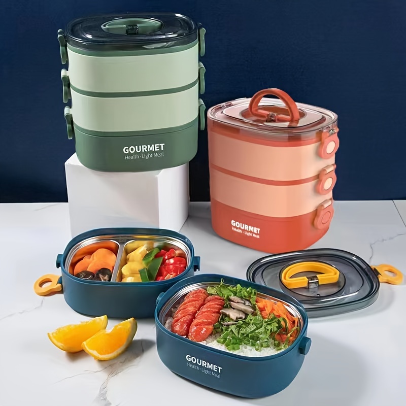 Stainless Steel Reusable Insulated Lunch Box With Lid, Portable Washable  Thermal Bento Box, For Office Workers, Children And Primary School  Students, Kitchen Supplies - Temu