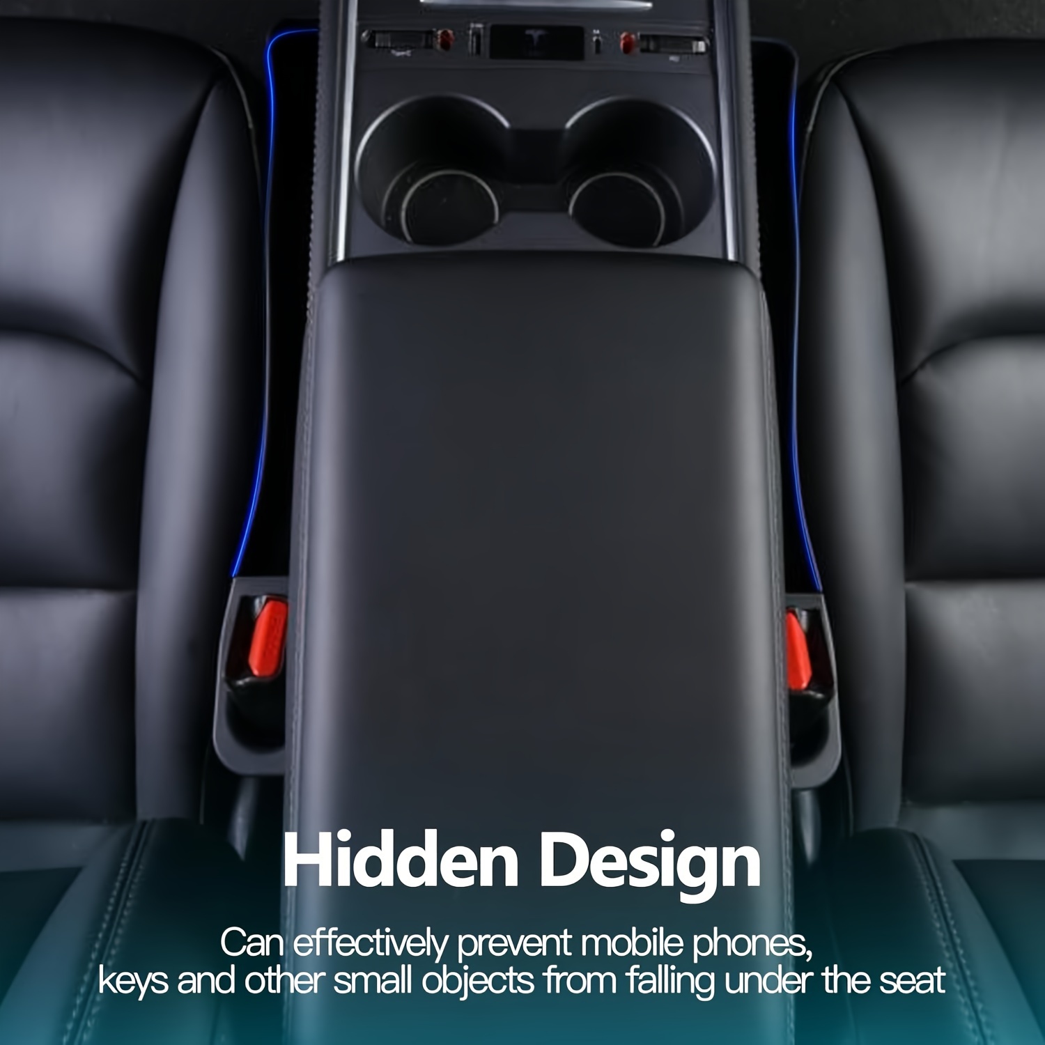 2pcs Car Seat Gaps Organizer For Model Y/ 3 2016-2024, With Seat Belt Holes  Storage Pockets, Car Storage Box
