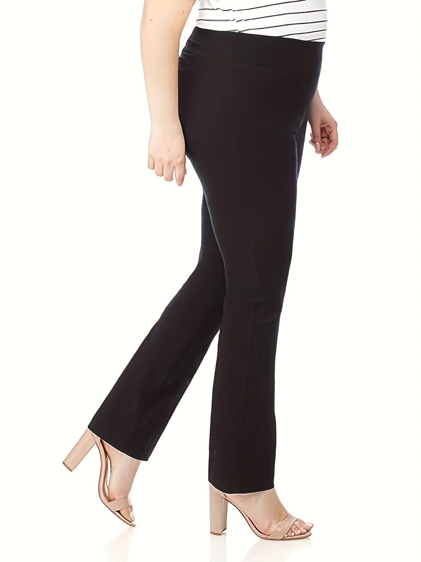 Women's Plus Solid Straight Leg Medium Stretch Skinny Trousers