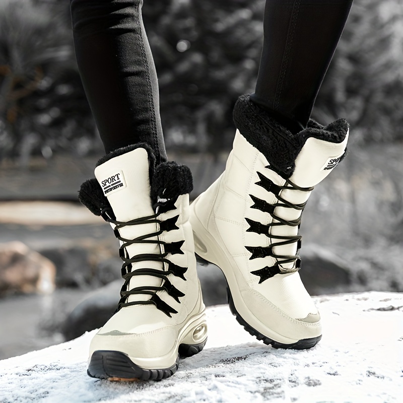 Women's Warm Faux Fur Lined Boots Slip Block Heeled Ankle - Temu