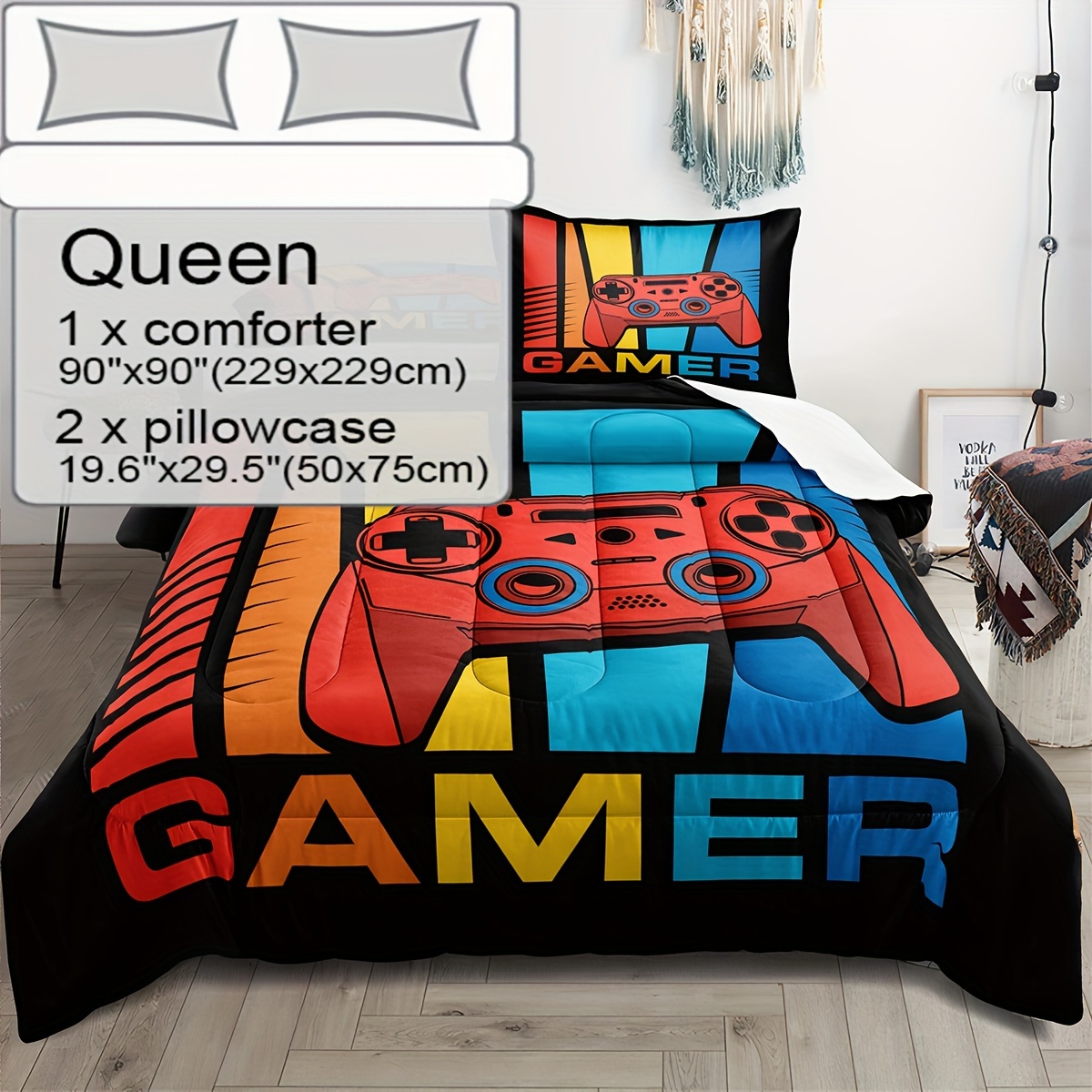 Gamer Comforter Set Boys Teens 1 comforter 1 2 pillowcase Temu